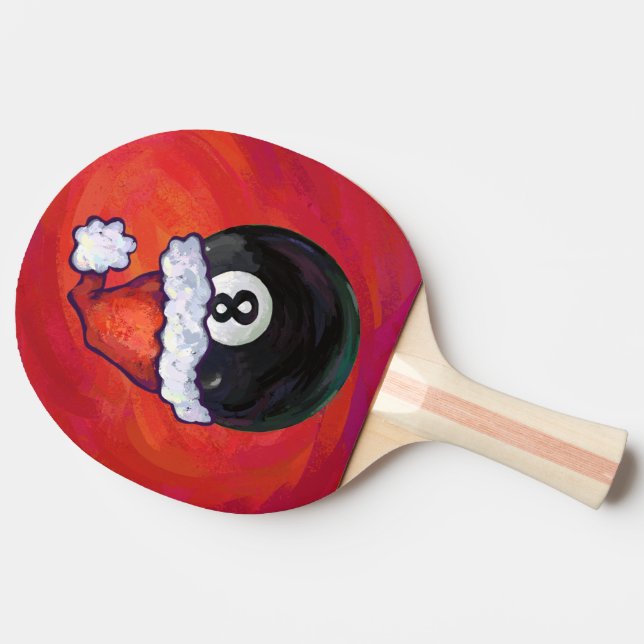 8 Ball Christmas Red Hat Ping Pong Paddle (Side)