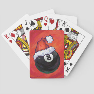 8 Ball Christmas Red Hat Playing Cards
