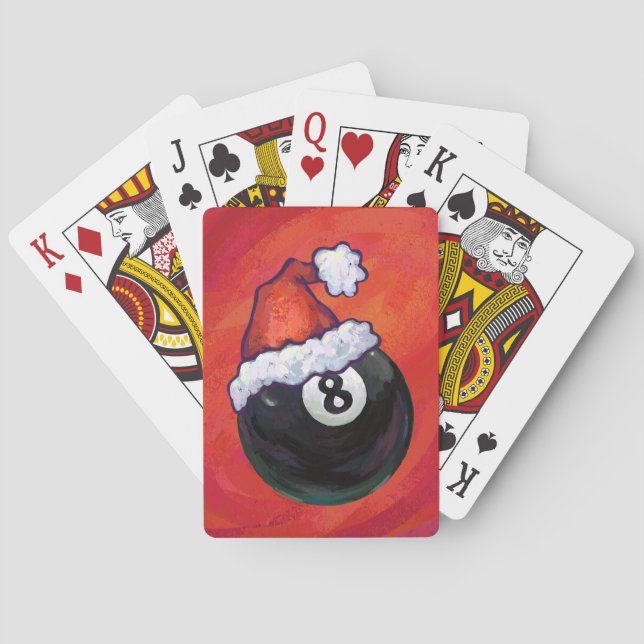 8 Ball Christmas Red Hat Playing Cards (Back)