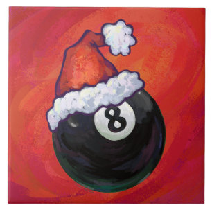 8 Ball Christmas Red Hat Tile