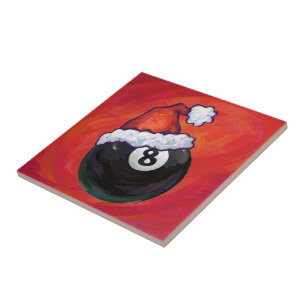 8 Ball Christmas Red Hat Tile