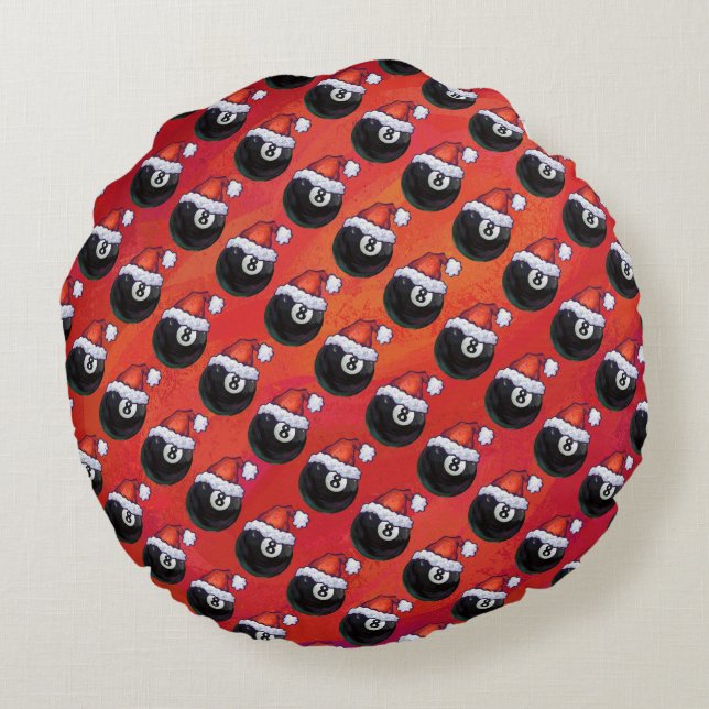 8 Ball Christmas Round Cushion (Back)