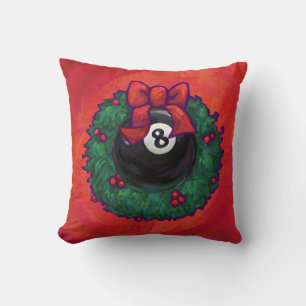 8 Ball Christmas Wheath Red Cushion