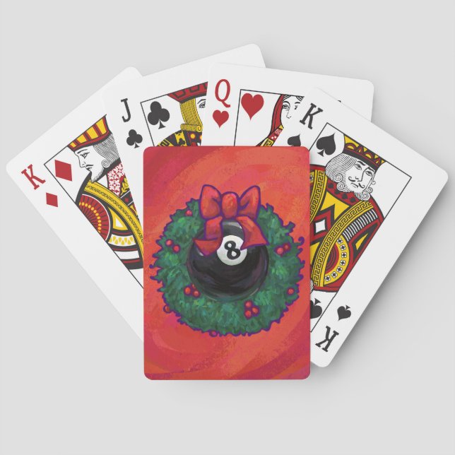 8 Ball Christmas Wheath Red Playing Cards (Back)