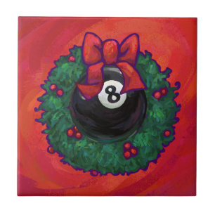 8 Ball Christmas Wheath Red Tile