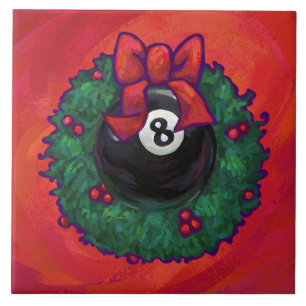 8 Ball Christmas Wheath Red Tile
