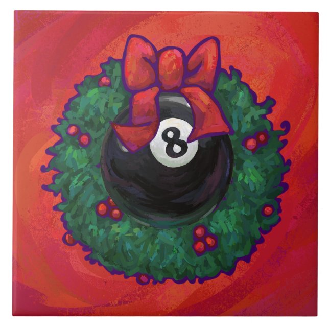 8 Ball Christmas Wheath Red Tile (Front)