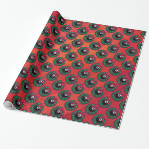 8 Ball Christmas Wheath Red Wrapping Paper