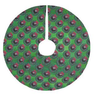 8 Ball Christmas Wreath Brushed Polyester Tree Skirt