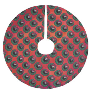 8 Ball Christmas Wreath Brushed Polyester Tree Skirt