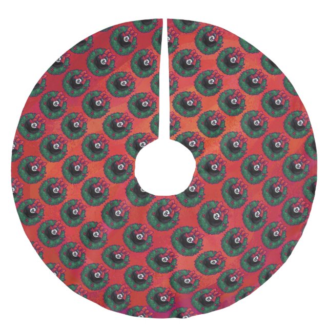 8 Ball Christmas Wreath Brushed Polyester Tree Skirt (Front)