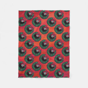 8 Ball Christmas Wreath Fleece Blanket