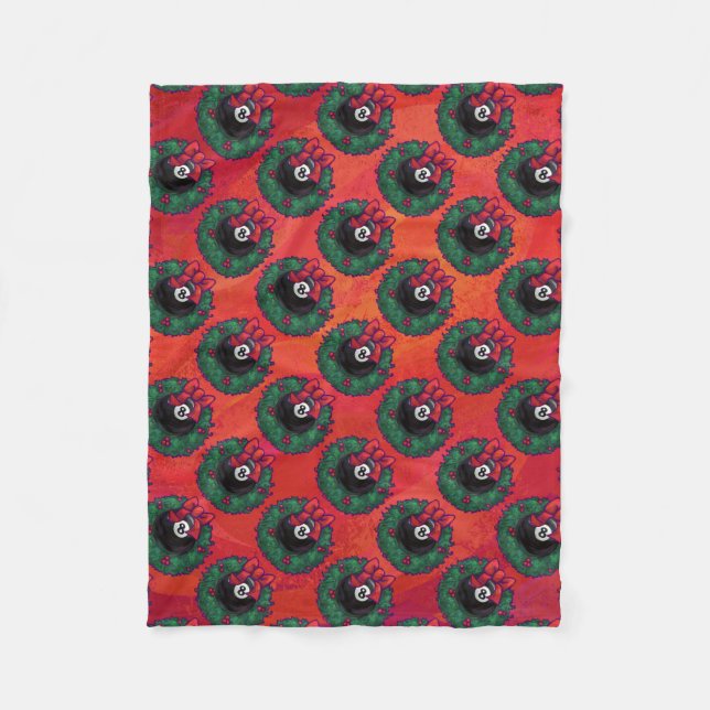 8 Ball Christmas Wreath Fleece Blanket (Front)