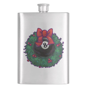 8 Ball Christmas Wreath Green Hip Flask