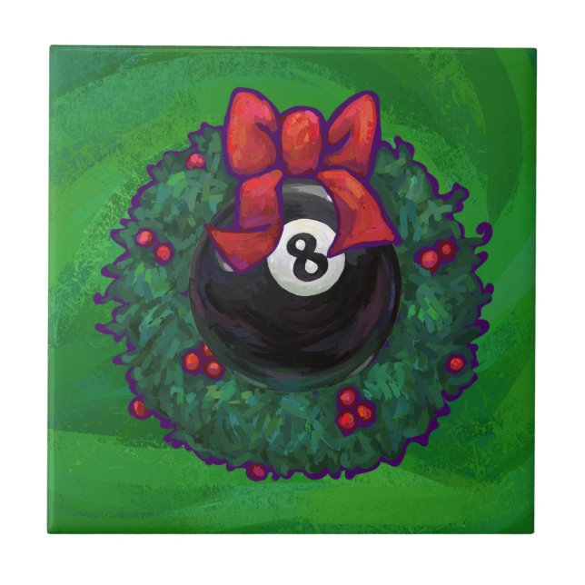 8 Ball Christmas Wreath Green Tile (Front)