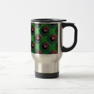 8 Ball Christmas Wreath Green Travel Mug
