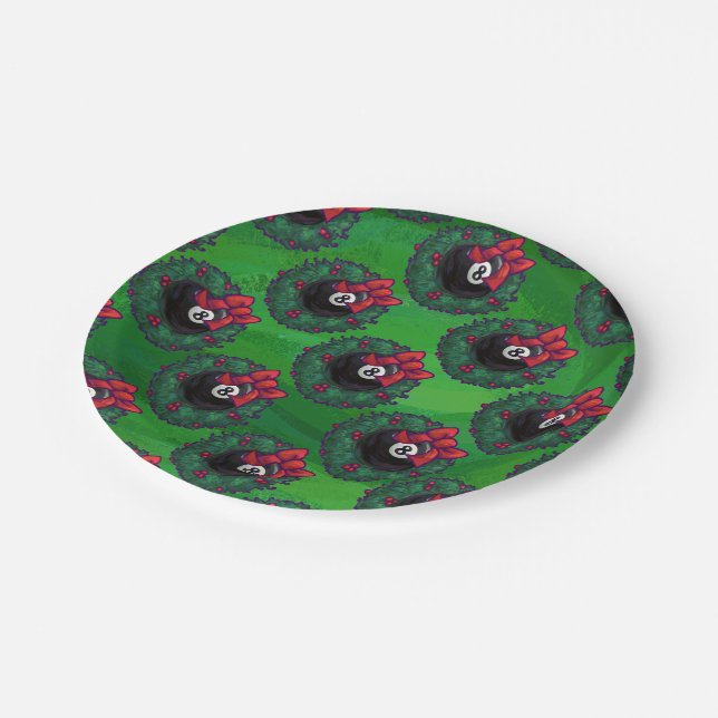 8 Ball Christmas Wreath Paper Plate (Angled)