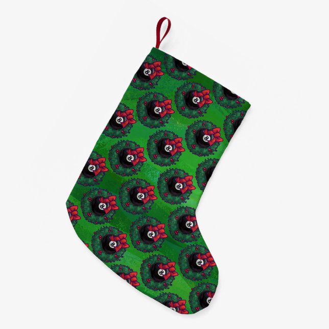8 Ball Christmas Wreath Small Christmas Stocking (Front (Hanging))