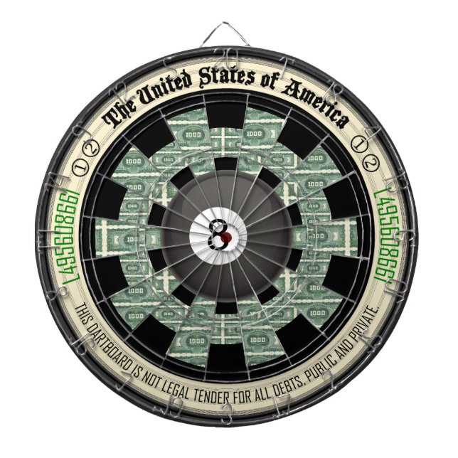 8-Ball Paper Money Art Dartboard (Front)