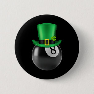 8 Ball Pool Billiards Lover St Paddys Day Leprecha 6 Cm Round Badge