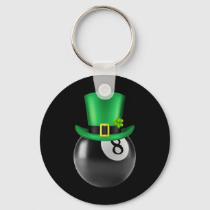 8 Ball Pool Billiards Lover St Paddys Day Leprecha Key Ring
