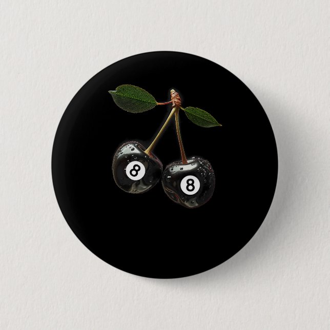 8 Ball Pool Billiards Player Cherries  6 Cm Round Badge (Front)
