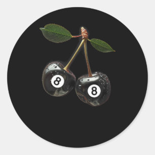 8 Ball Pool Billiards Player Cherries Classic Round Sticker