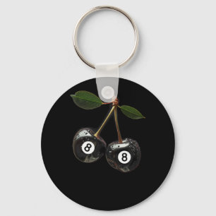 8 Ball Pool Billiards Player Cherries Key Ring