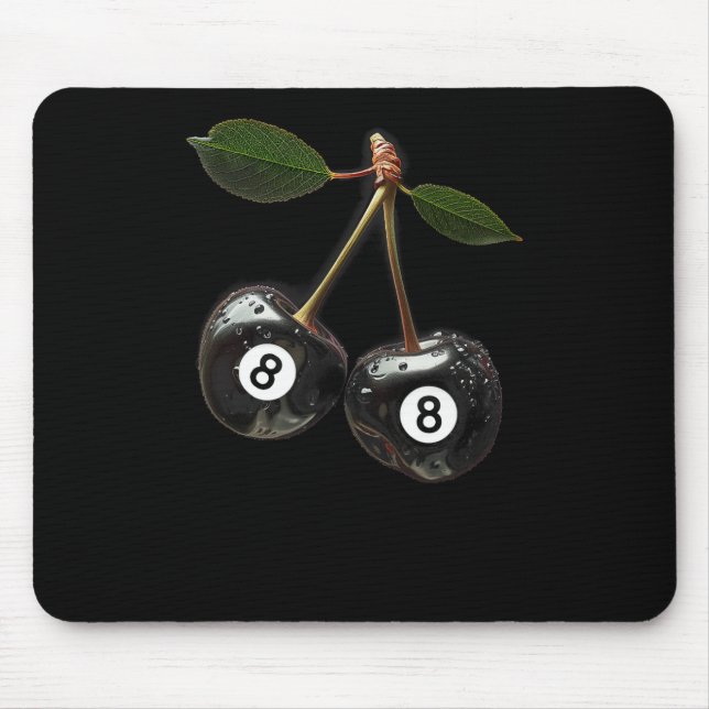 8 Ball Pool Billiards Player Cherries  Mouse Mat (Front)