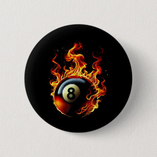 8 Ball Pool Billiards Player Flame  6 Cm Round Badge