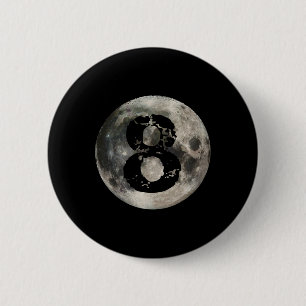 8 Ball Pool Billiards Player Full Moon  6 Cm Round Badge
