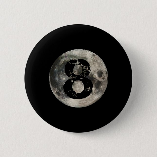 8 Ball Pool Billiards Player Full Moon  6 Cm Round Badge (Front)