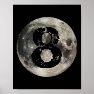 8 Ball Pool Billiards Player Full Moon Poster