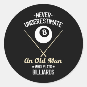 8 Ball Pool Funny Billiards Player Lover Dad Gifts Classic Round Sticker
