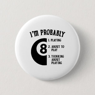 8-ball Pool Player Billiards Novelty Gift  6 Cm Round Badge