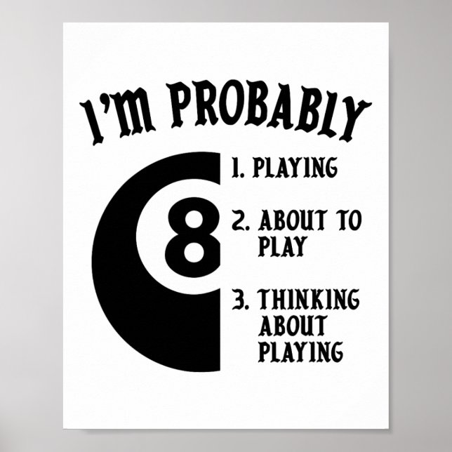 8-ball Pool Player Billiards Novelty Gift  Poster (Front)