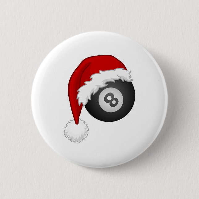8 Ball Santa hat Funny christmas billiards snooker 6 Cm Round Badge (Front)