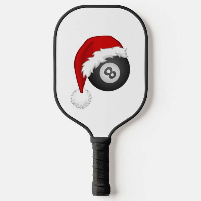 8 Ball Santa hat Funny christmas billiards snooker Pickleball Paddle (Front)