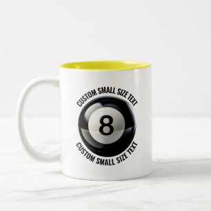 8 Ball & Small Text YELLOW 11oz Custom Two-Tone Coffee Mug