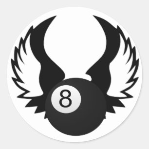 8 Ball with wings Classic Round Sticker