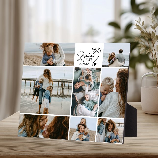 8 Best Stepmom Ever Custom Photo Collage  Plaque (Creator Uploaded)