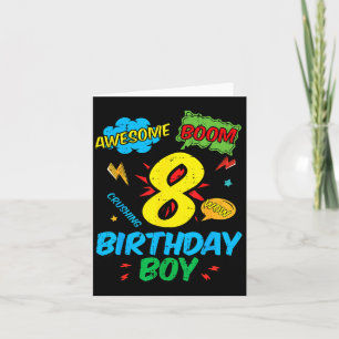 8 Birthday Boy Comic Cool 8th Bday Superhero Party Card