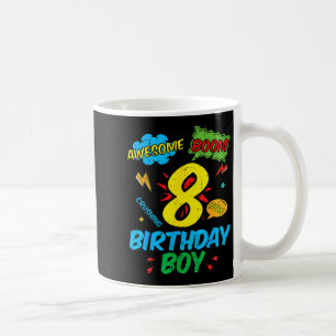 8 Birthday Boy Comic Cool 8th Bday Superhero Party Coffee Mug