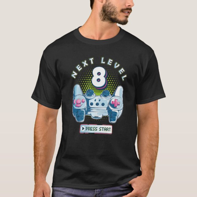 8 Birthday Gamer Next Level 8 Gaming Controller Bo T-Shirt (Front)