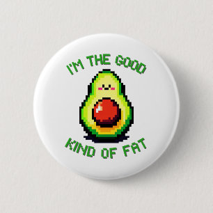 8-Bit Avocado: Retro Humor Meets Health 6 Cm Round Badge