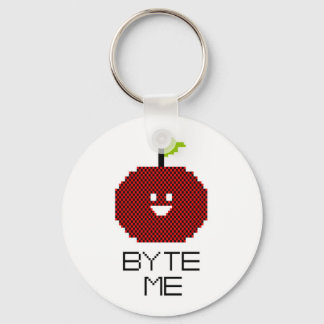 8-Bit Byte Me Cute Apple Pixel Art Key Ring