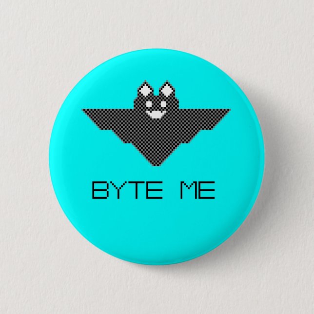 8-Bit Byte Me Cute Vampire Bat  Pixel Art 6 Cm Round Badge (Front)