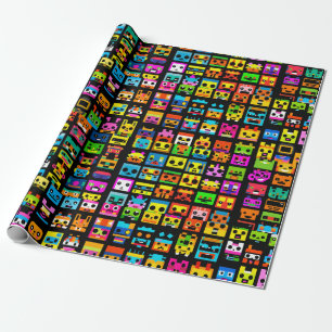 8 Bit Cartoon Illustrations for Any Occasion Wrapping Paper