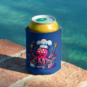 8-Bit Chef Octopus: Retro Kitchen Artistry Can Cooler