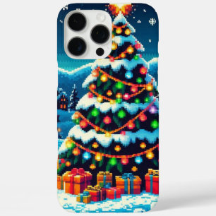 8 bit Christmas tree & Santa iPhone 16 Pro Max Case